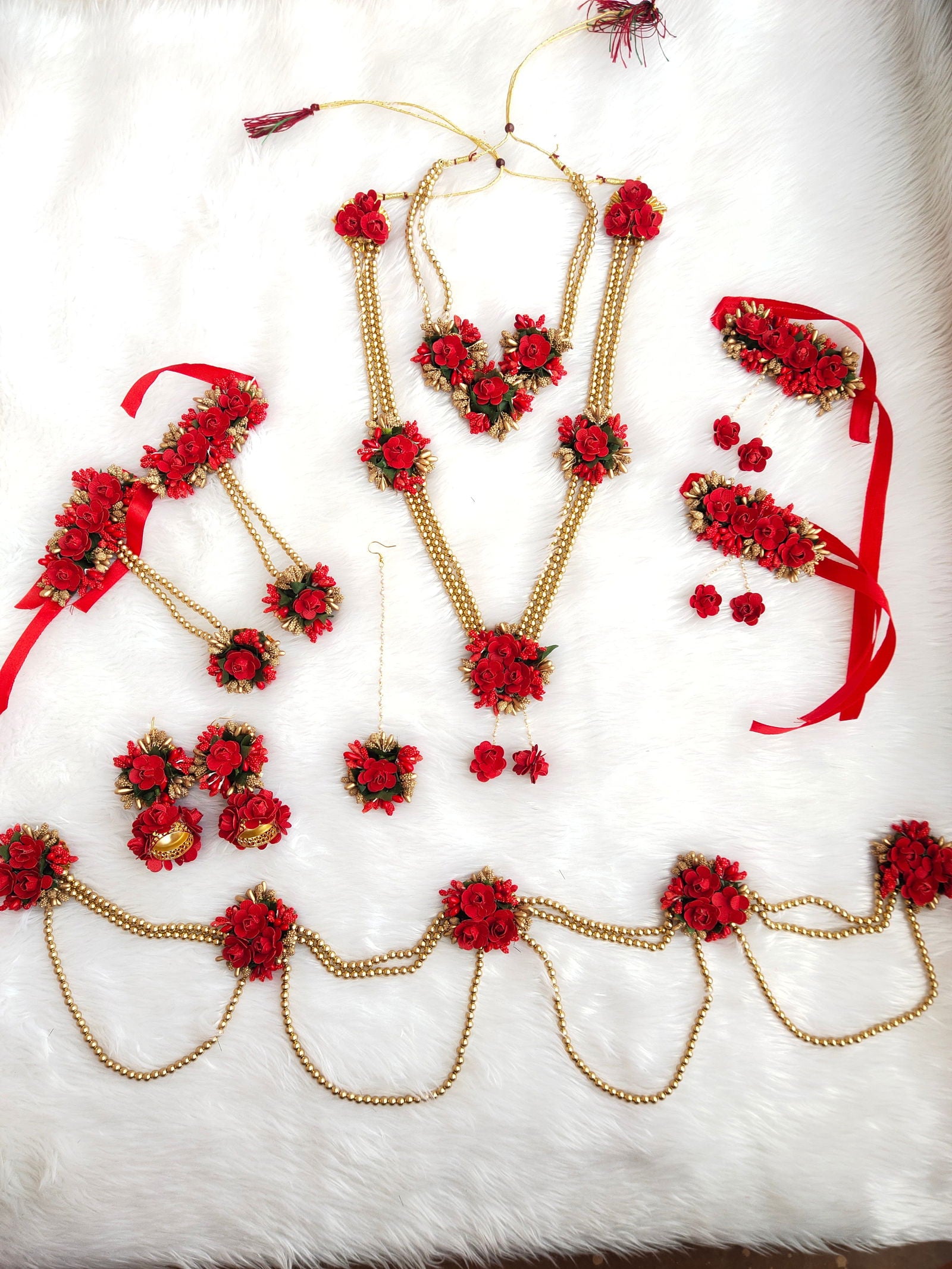 Blossoming Beauty Red Flower Jewelry for Your Baby Shower - Saubhagyavati.in