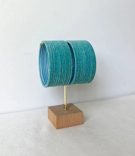 Sky Blue Velvet Bangles - Pack of 24 Saubhagyavati.in