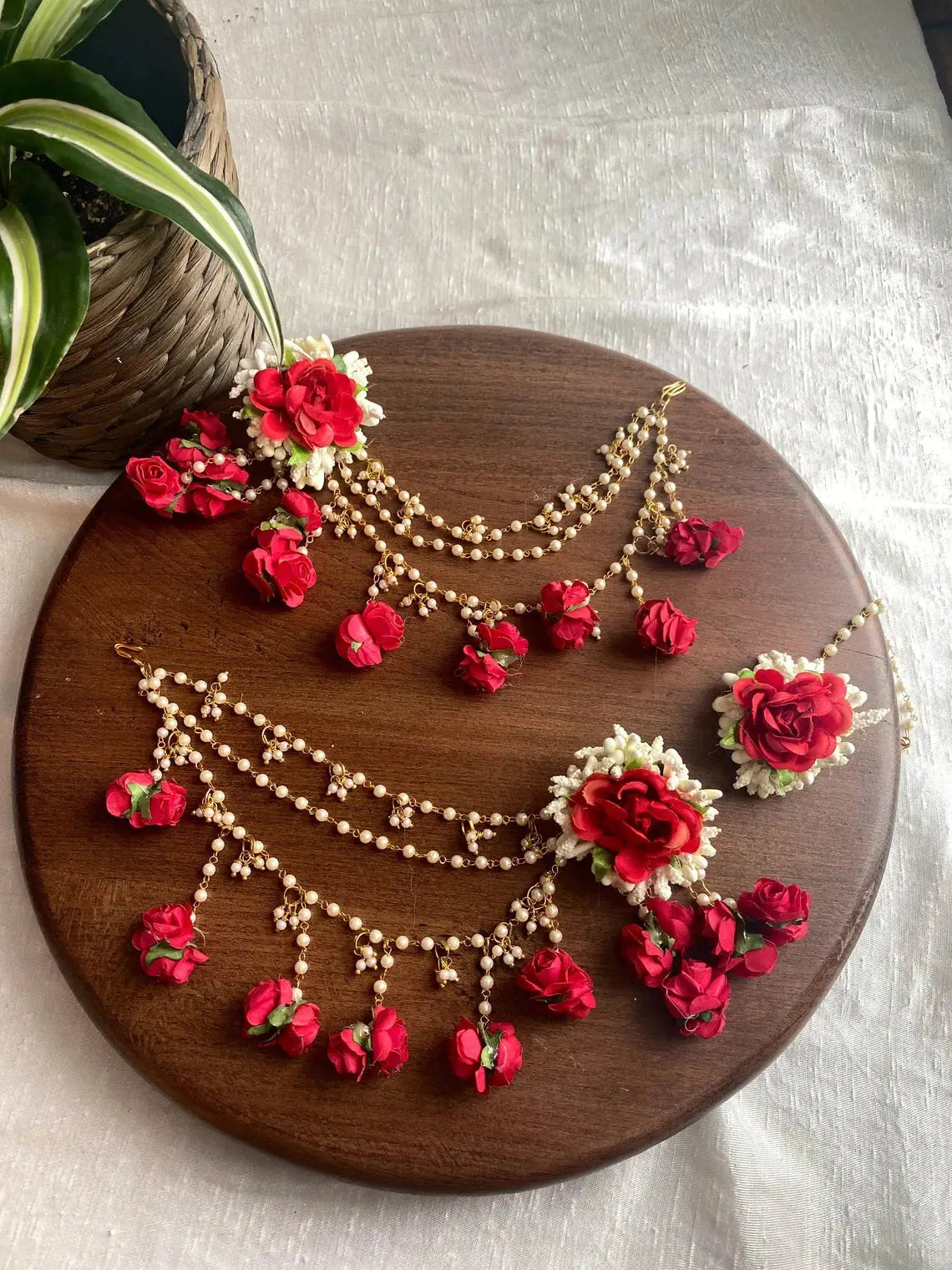 Bridal Bahubali Earring Flower Jewellery | Haldi Jewellery