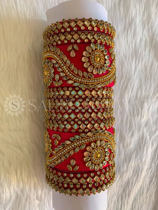 Bridal Silk Thread Bangles | Chuda | Chura | Red Color - Saubhagyavati.in