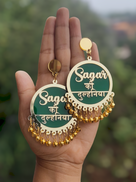 Customised Dulhaniya Earrings with Ghaungru - Saubhagyavati.in