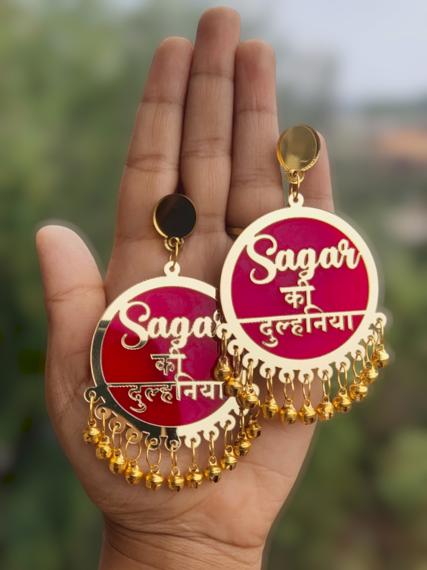 Customised Dulhaniya Earrings with Ghaungru - Saubhagyavati.in