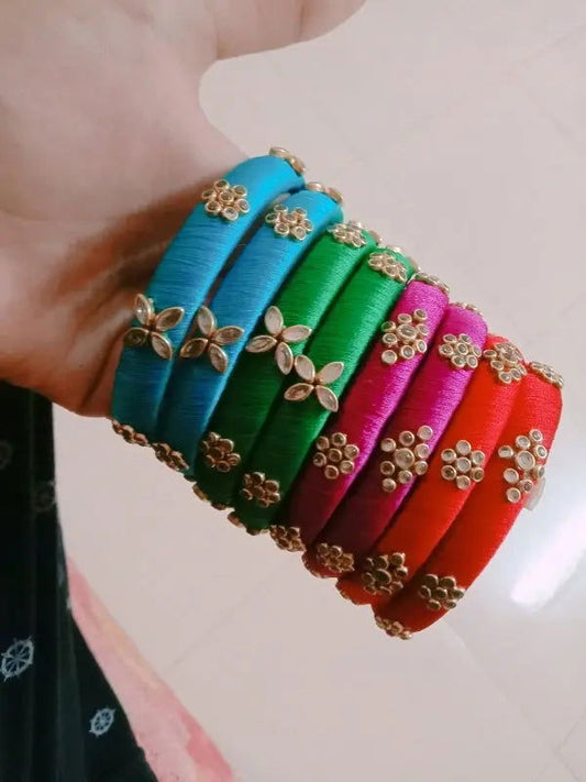 Ethnic Latest Silk Thread Handmade Bangles Set for Girls and Women's - Saubhagyavati.in