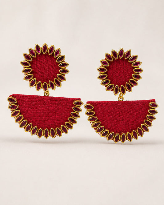 Red Kundan Petal Chandbali Earrings – Statement Jewellery