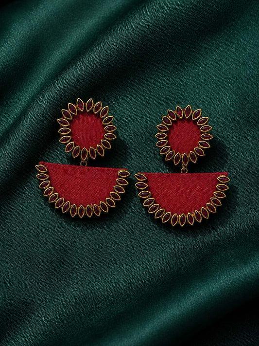 Red Kundan Petal Chandbali Earrings – Statement Jewellery