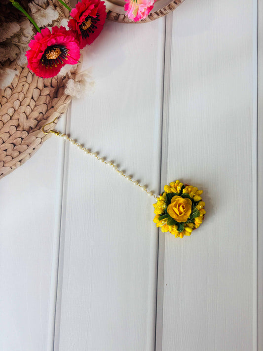 Floral Maang Tikka Collection – Handmade Maang Tikka for Haldi, Mehendi & Baby Shower