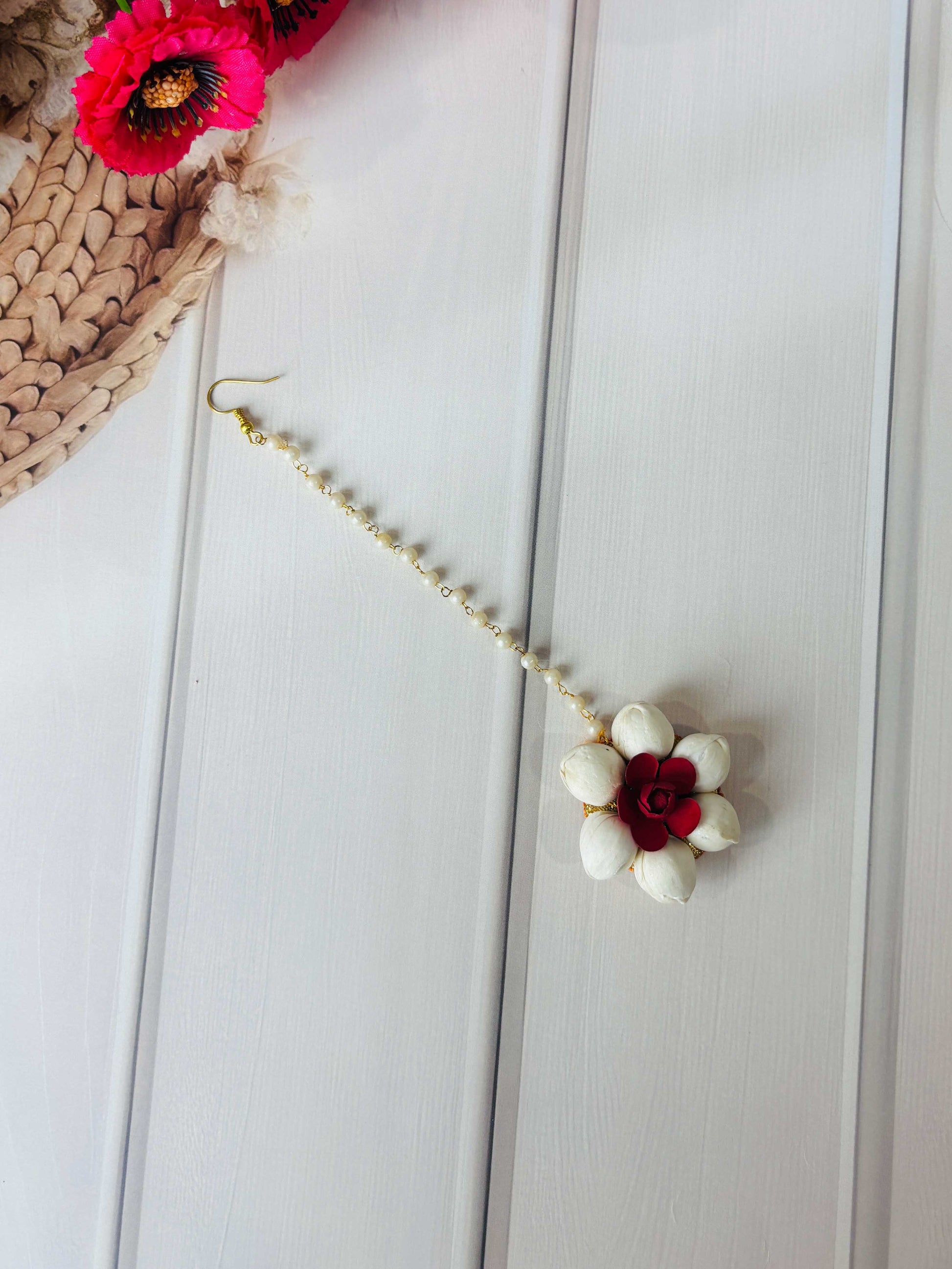 Floral Maang Tikka Collection – Handmade Maang Tikka for Haldi, Mehendi & Baby Shower