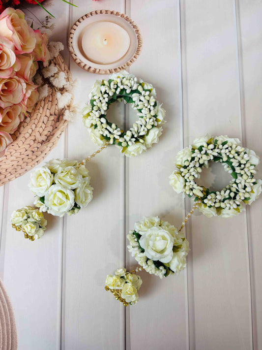 White Rose Floral Hand Kaleere – Handmade Bridal & Baby Shower Accessories
