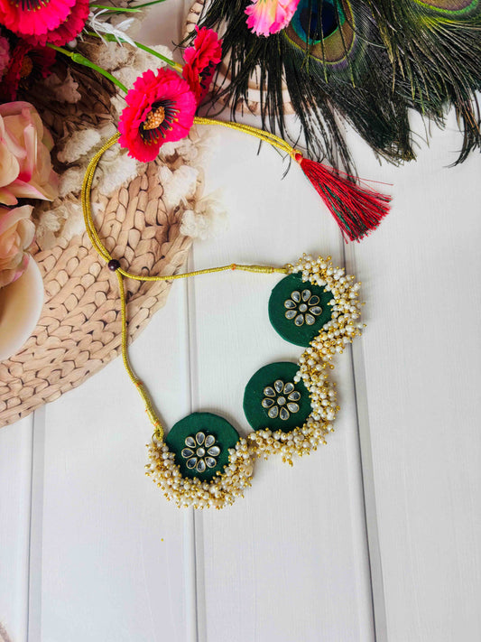 Green Kundan Pearl Choker Necklace – Handmade Bridal & Festive Jewellery