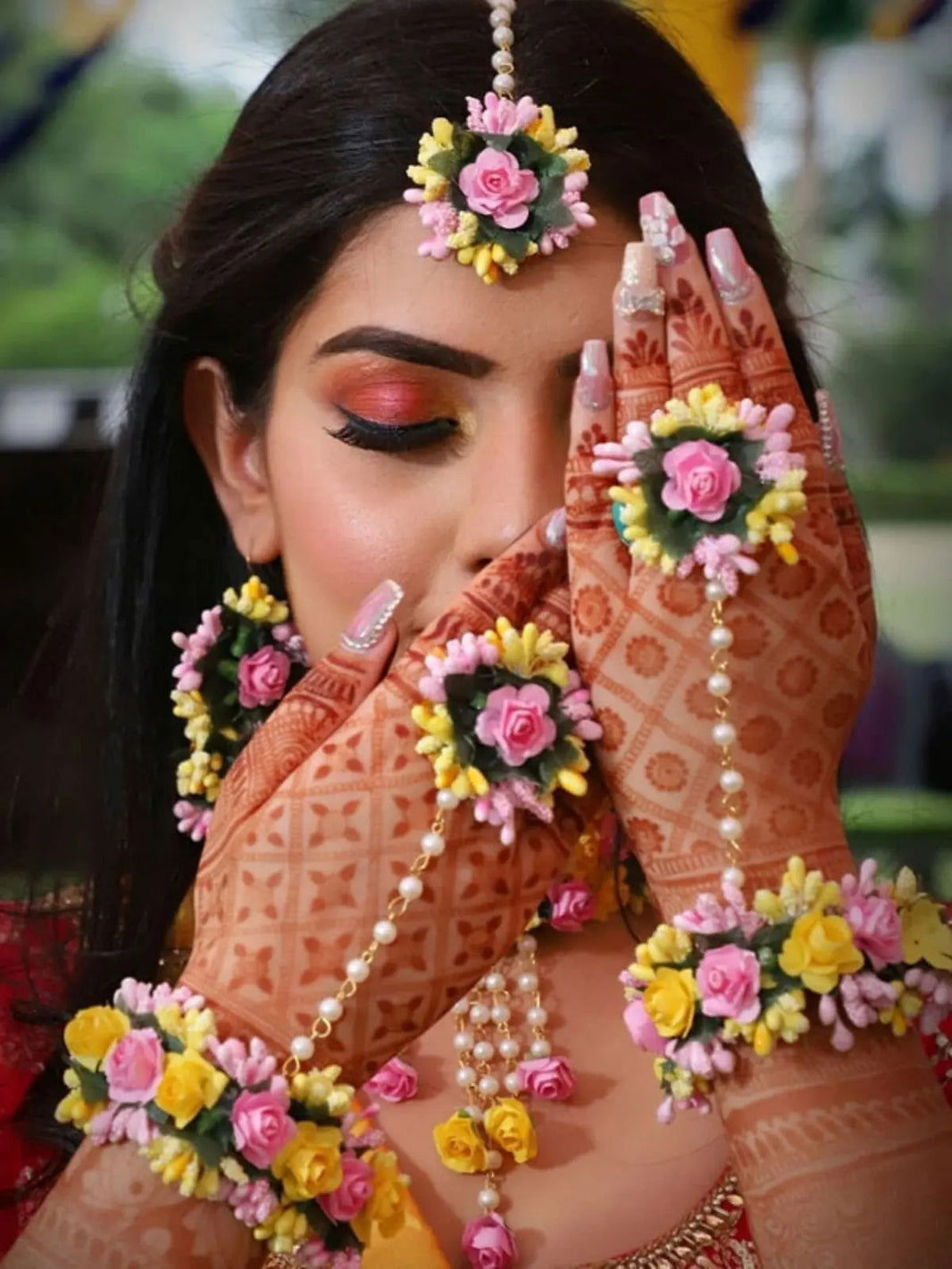 Flower Haldi Function Shop Stunning Flower Jewelry Sets for Haldi and Baby Shower Events ...