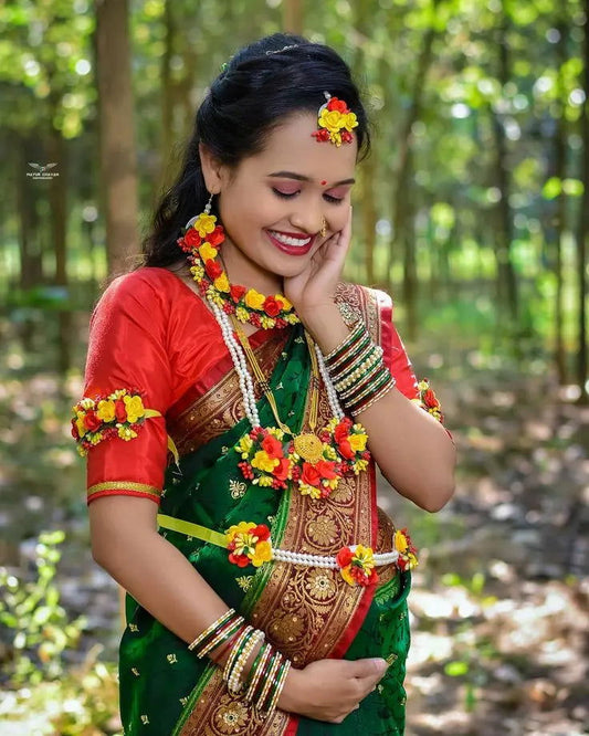 Flower Jewellery set for Baby Shower and Dohale Jevan - Saubhagyavati.in