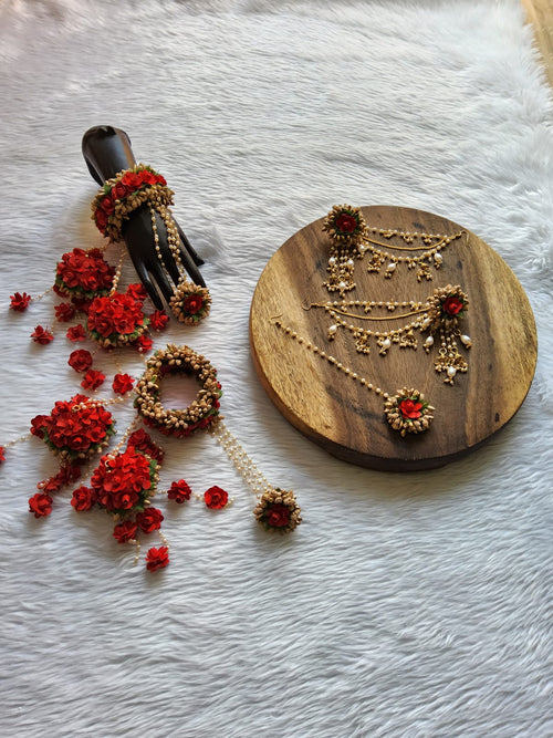 Flowers jewellery with bahubali earrings or hanging kaleera - Saubhagyavati.in