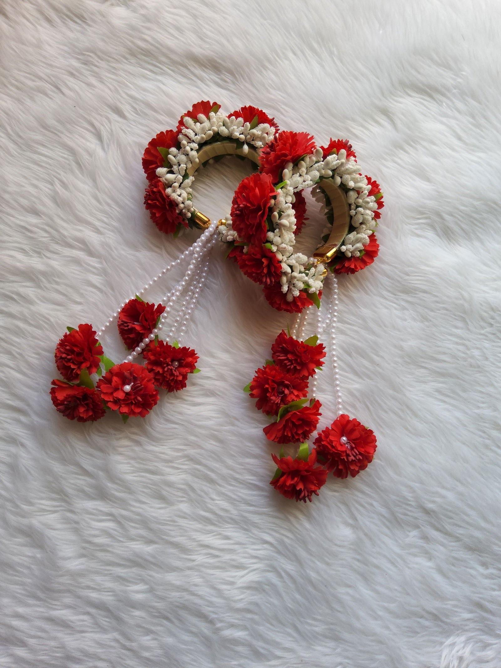 Gorgeous Red Flower Kalire & Bahubali Earrings for Weddings - Saubhagyavati.in