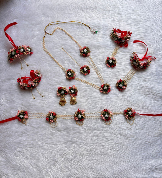 Gorgeous flower jewellery set best for Baby shower and Haldi - Saubhagyavati.in