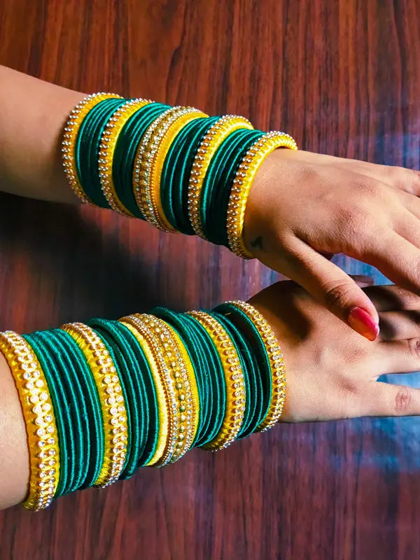 Designer Kundan Silk thread Adjustable Bracelet With Latkan Yellow –  beadsnfashion