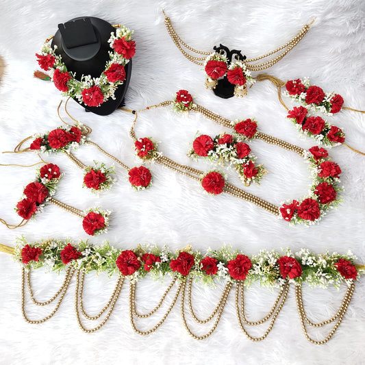 Gypsy flower jewellery for baby shower | Baby breath flower jewellery - Saubhagyavati.in