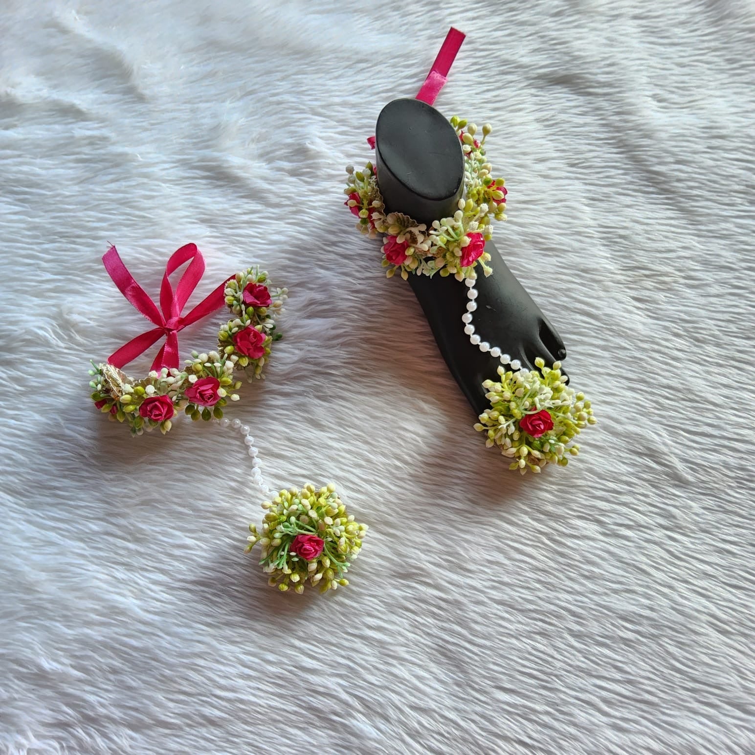 Gypsy with pink flowers feet jewellery - Saubhagyavati.in