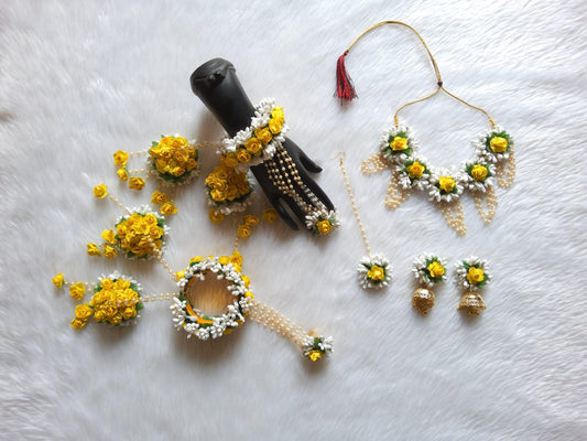 Sunny Serenity: Yellow and White Baby Shower and Haldi Jewelry