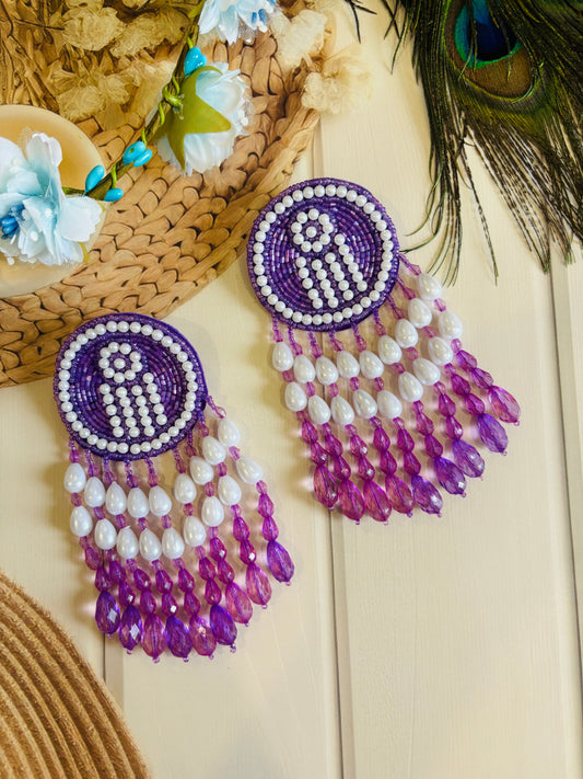 Purple Beaded Dangler Earrings – Glam with Pearls & Shine