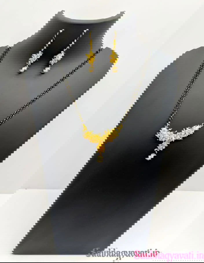 Loreal Pearl Mangalsutra with Matching Earrings - Saubhagyavati.in