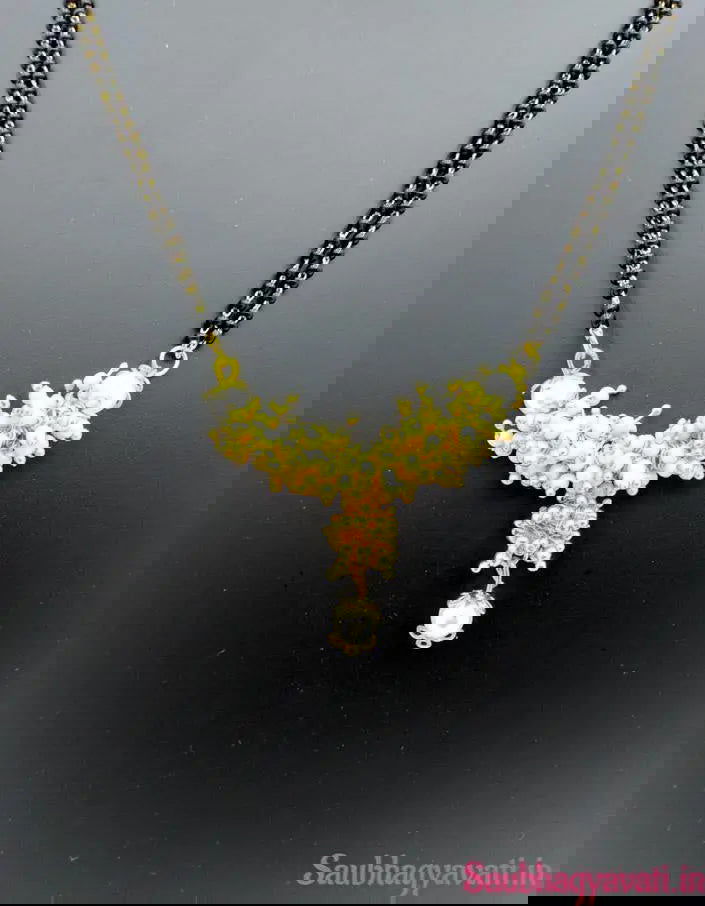 Loreal Pearl Mangalsutra with Matching Earrings - Saubhagyavati.in