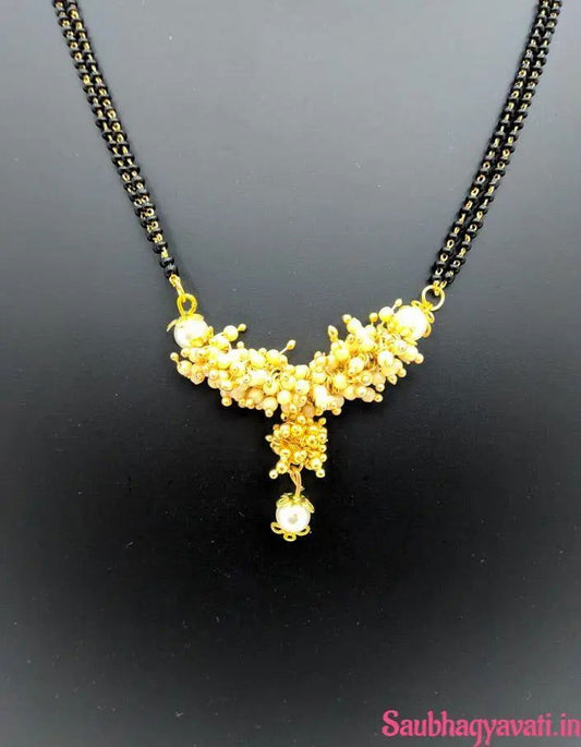 Loreal Pearl Mangalsutra with Matching Earrings - Saubhagyavati.in