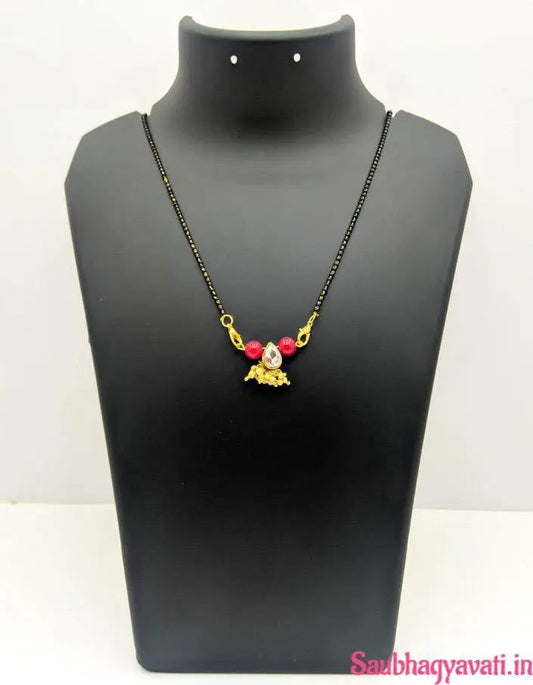 Loreal pearl with Color Beads 9 Navratri Diamond Mangalsutra Set - Saubhagyavati.in