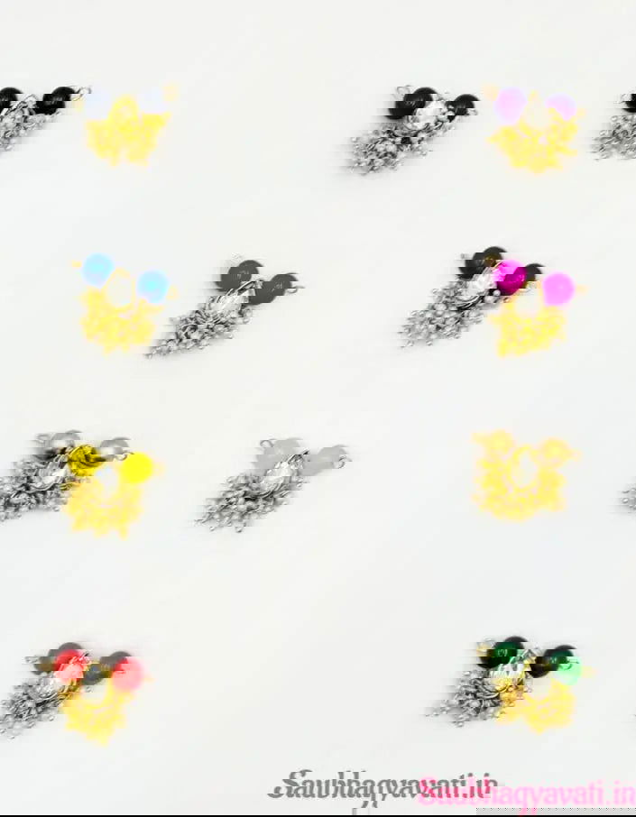 Loreal pearl with Color Beads 9 Navratri Diamond Mangalsutra Set - Saubhagyavati.in