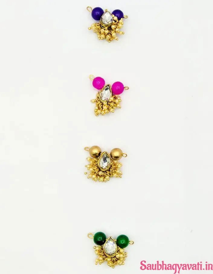 Loreal pearl with Color Beads 9 Navratri Diamond Mangalsutra Set - Saubhagyavati.in