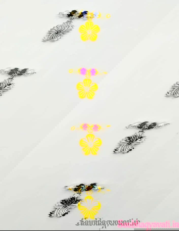 Navratri Mangalsutra with 9 colors of golden flower design pendent - Saubhagyavati.in