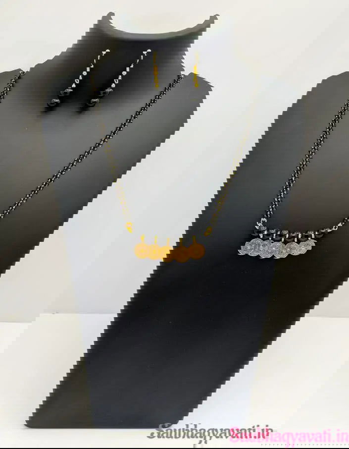 Oxidized Pendant Mangalsutra With Black Glass Beads - Saubhagyavati.in