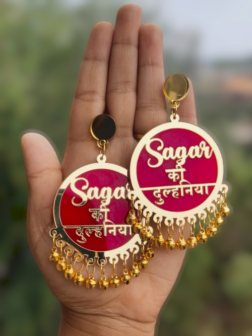 Shop Dulhaniya Earrings and Customized Name Earrings for Brides –  Saubhagyavati.in