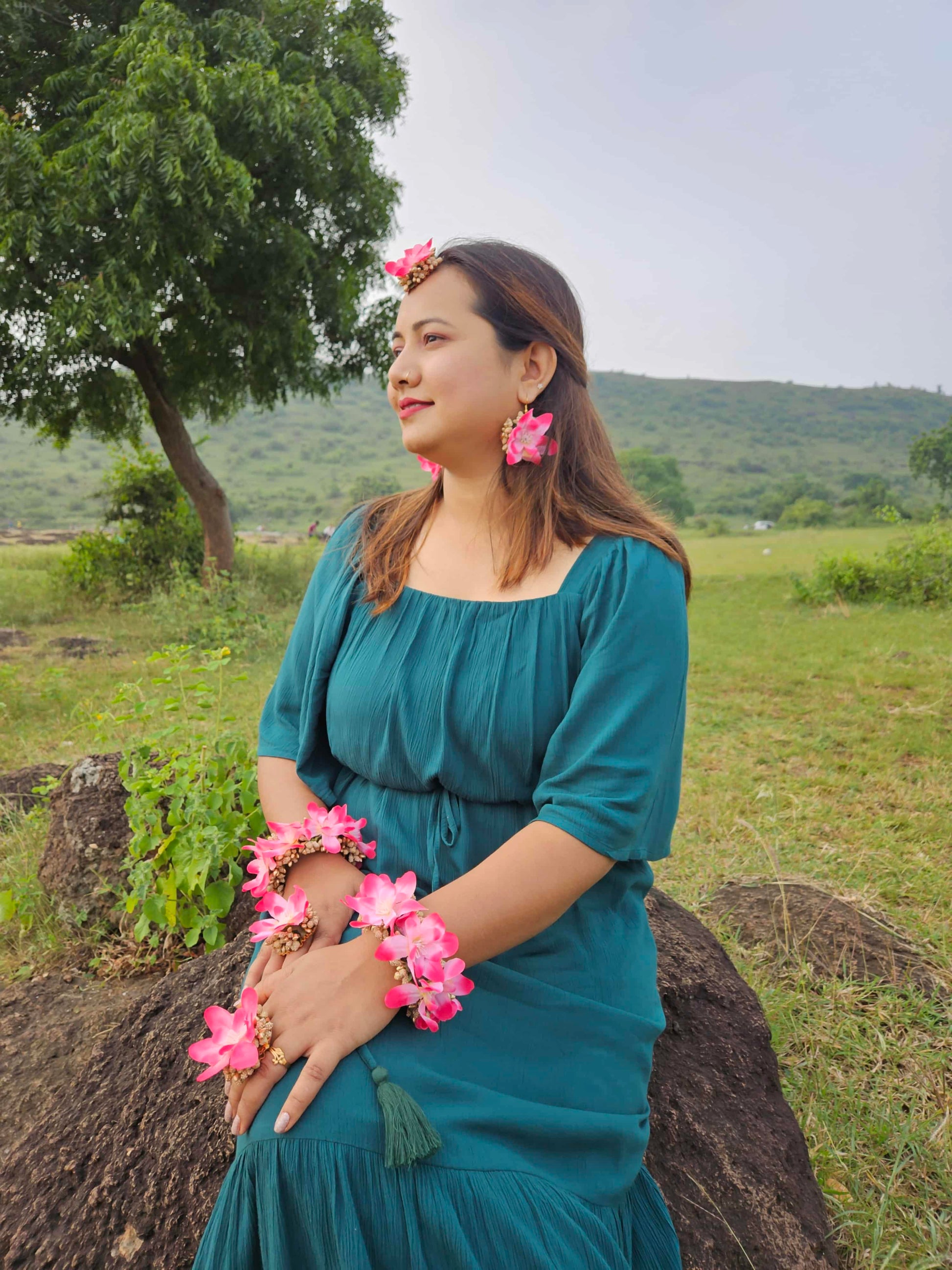 Elegant Pink Flowers for Haldi Ceremony