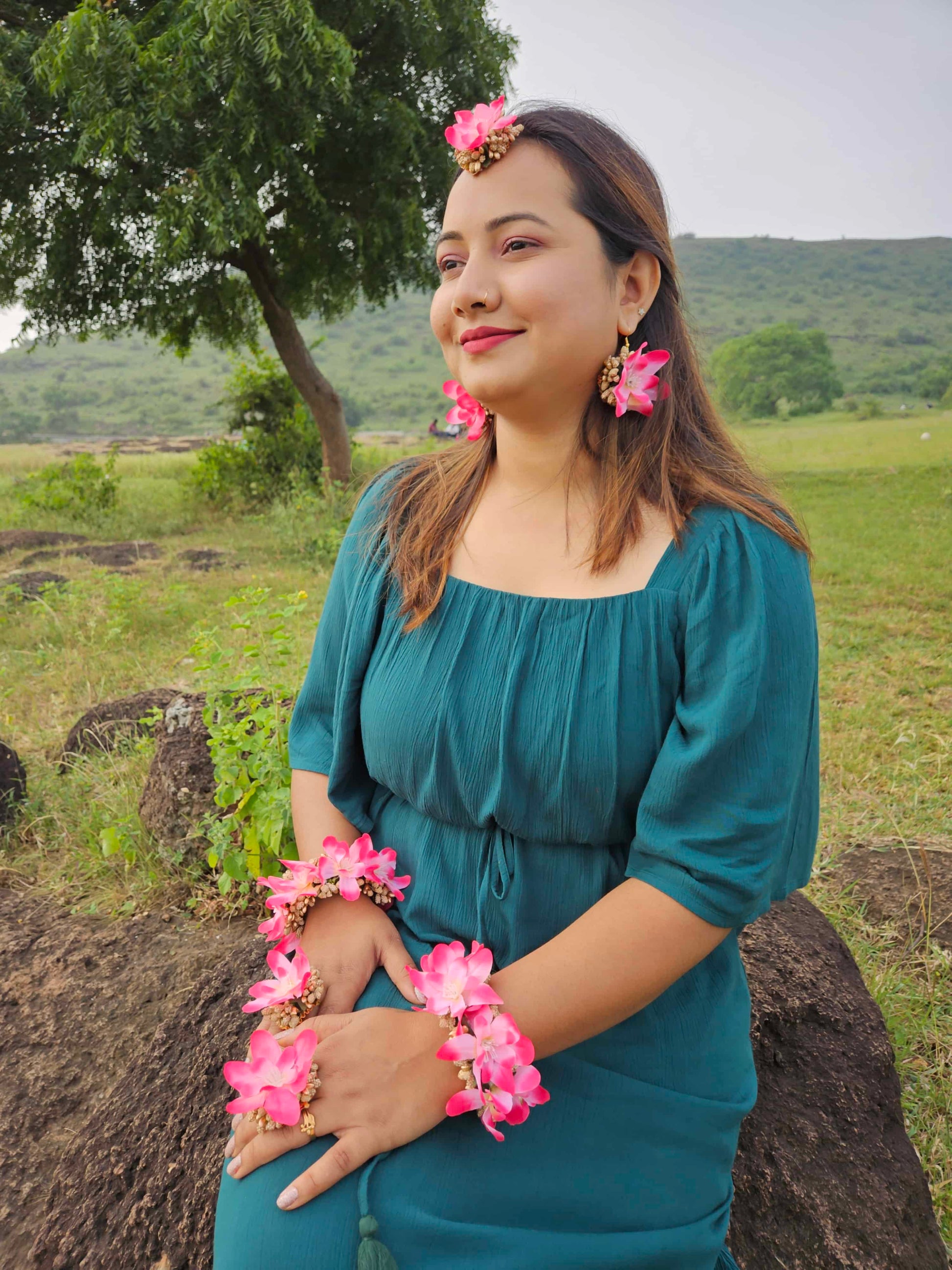 Elegant Pink Flowers for Haldi Ceremony