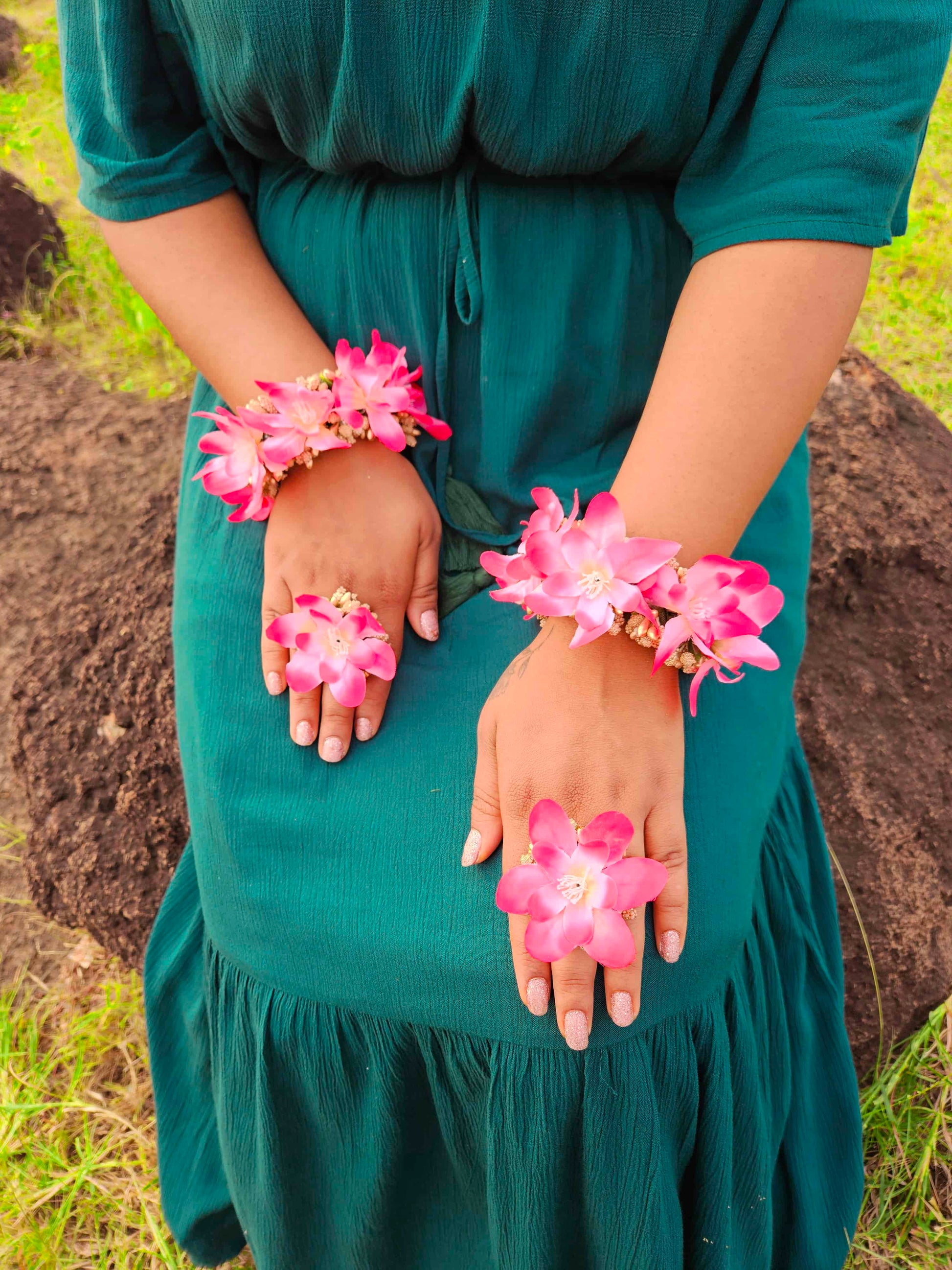 Elegant Pink Flowers for Haldi Ceremony