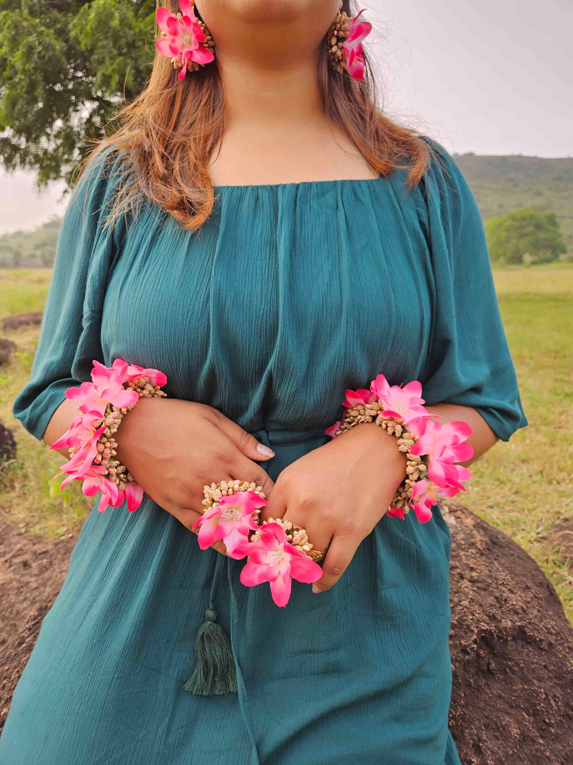 Elegant Pink Flowers for Haldi Ceremony