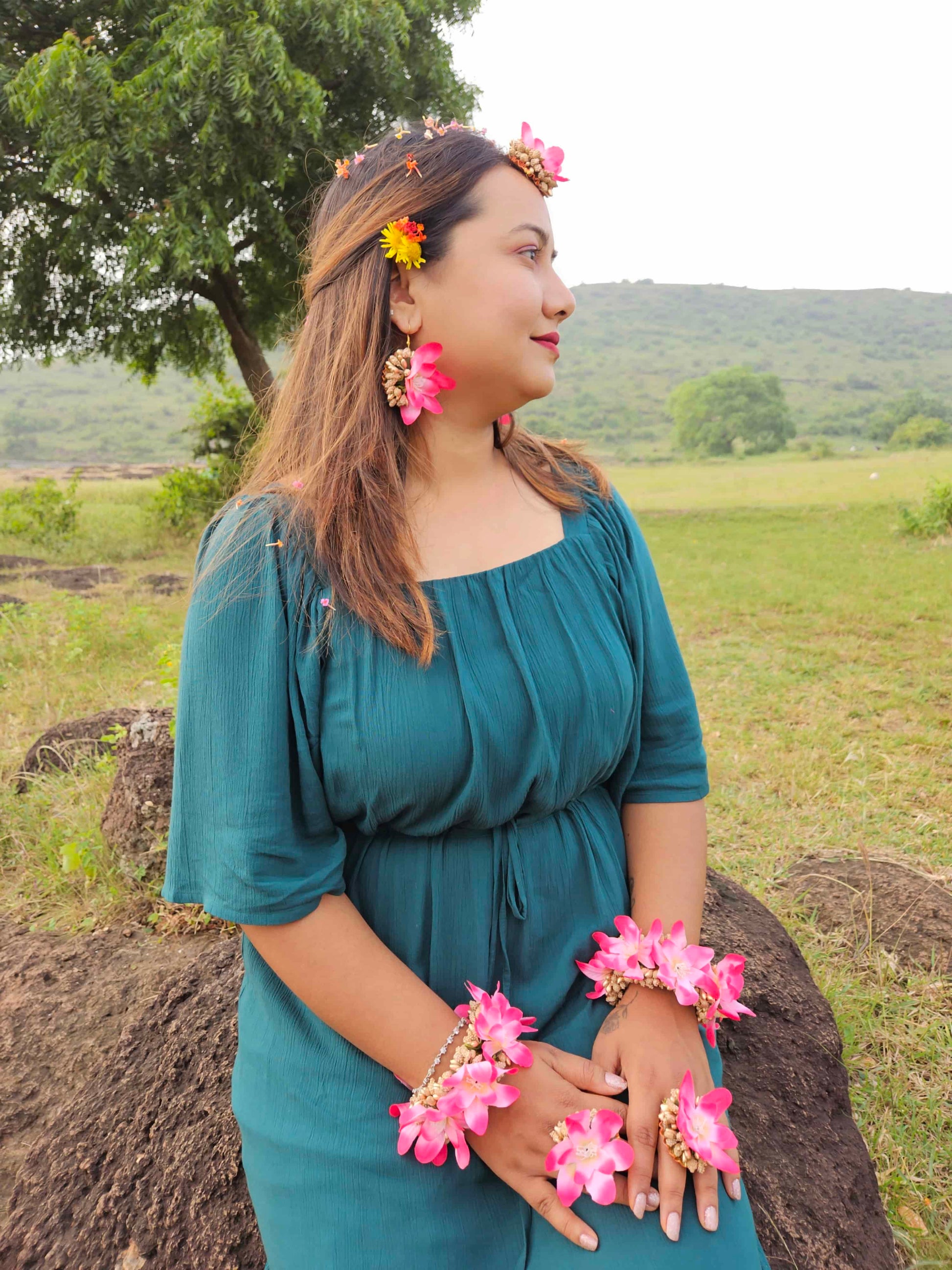 Elegant Pink Flowers for Haldi Ceremony