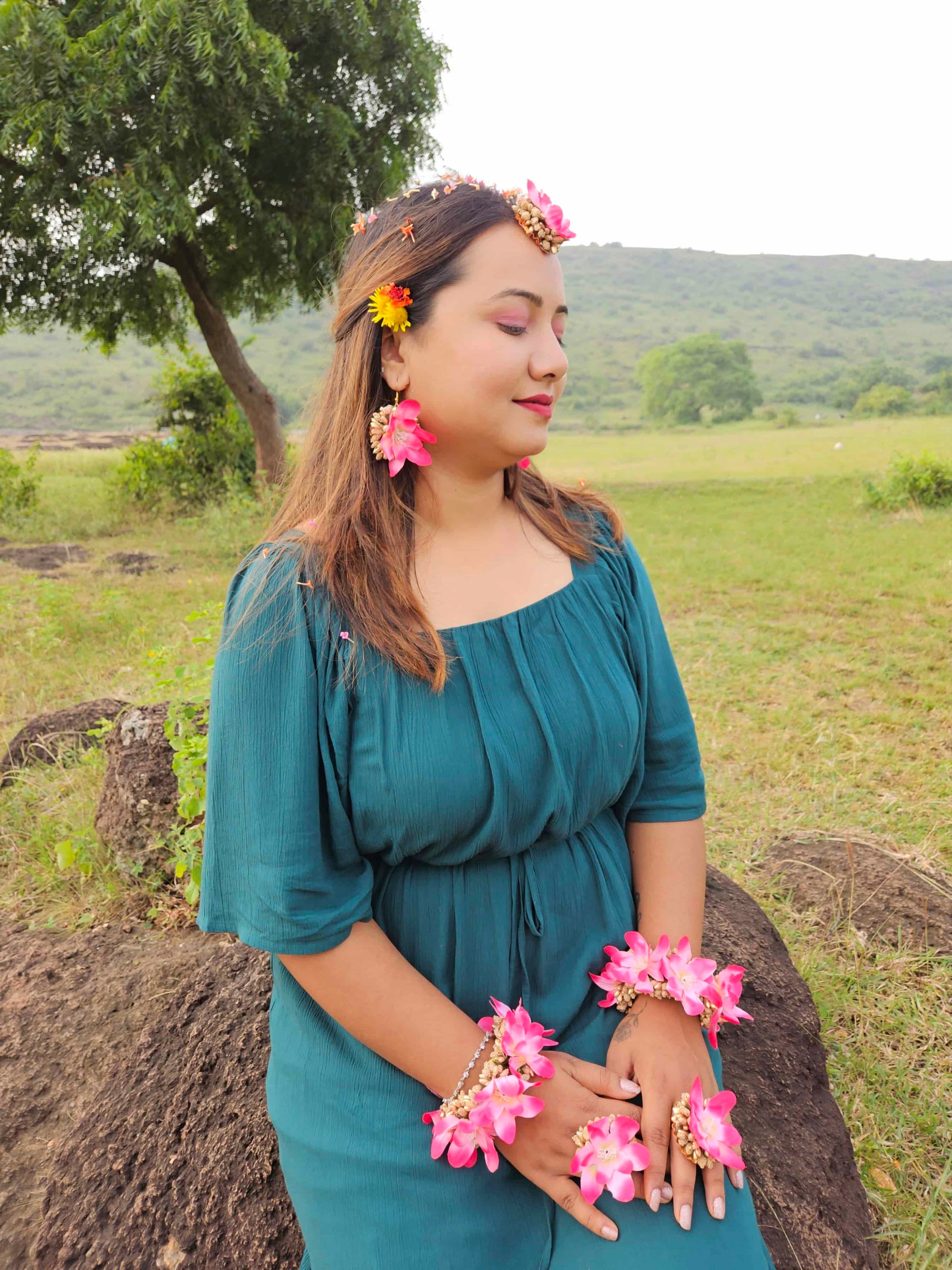 Elegant Pink Flowers for Haldi Ceremony