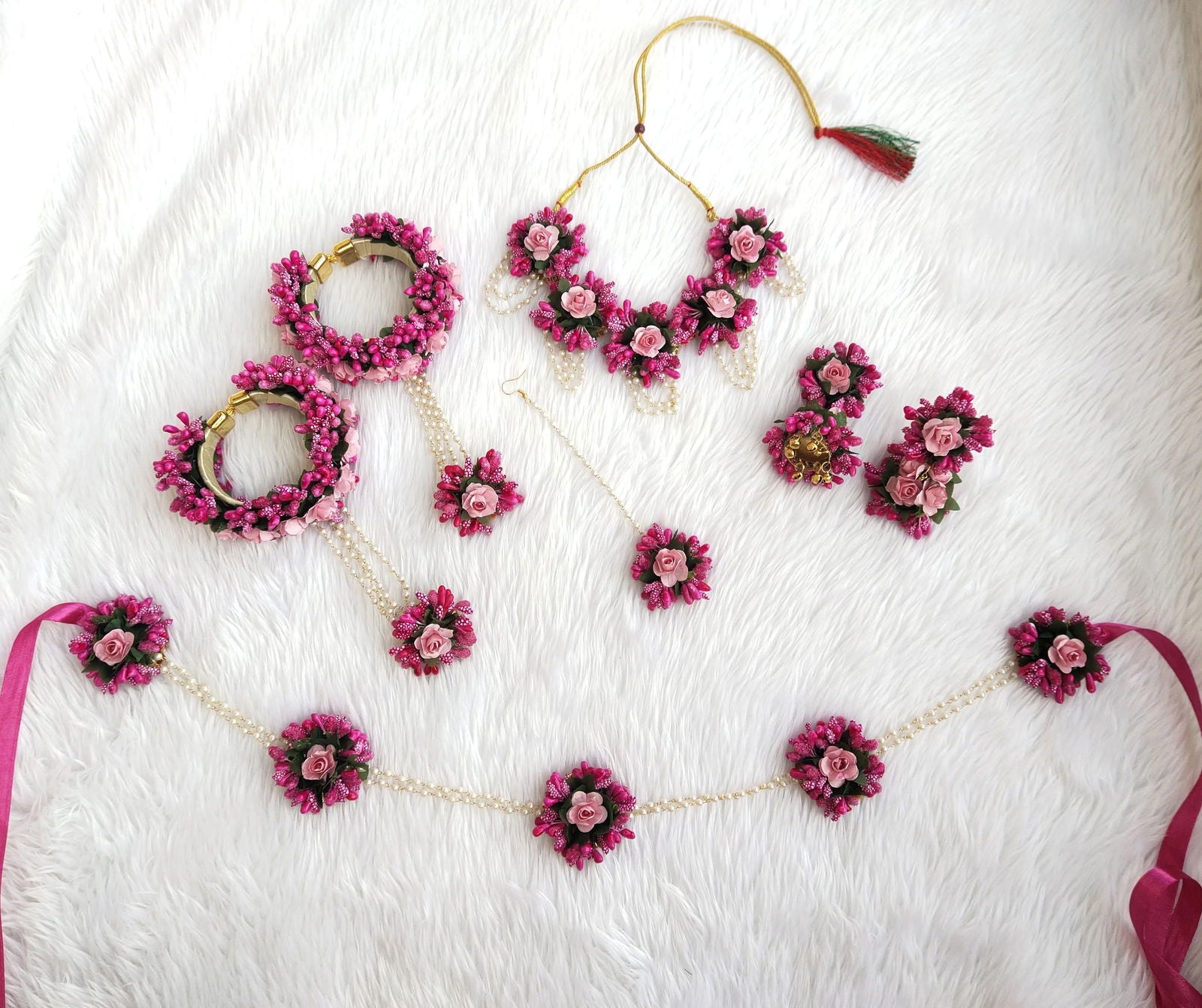 Pink Flower Jewellery for baby shower - Saubhagyavati.in