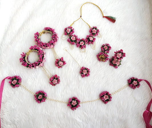 Pink Flower Jewellery for baby shower - Saubhagyavati.in
