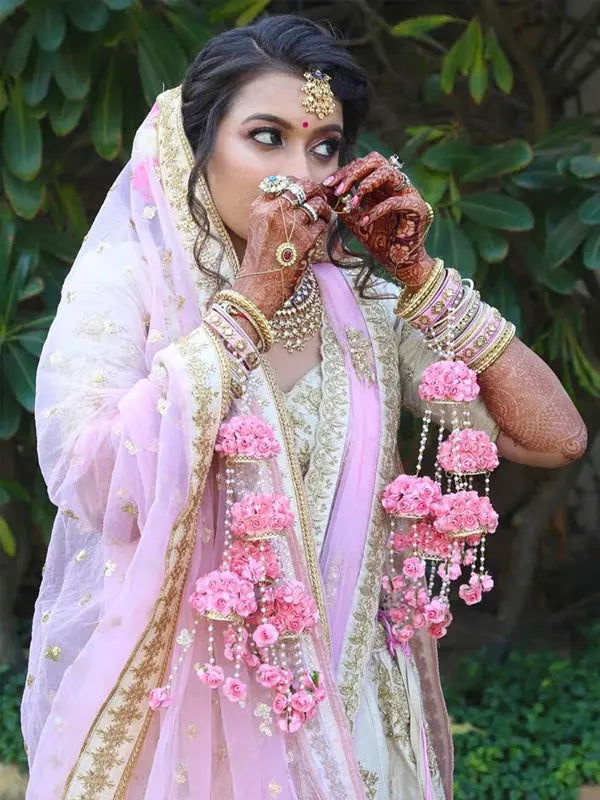 Pink Paper Flower Jewellery Kalira - Saubhagyavati.in