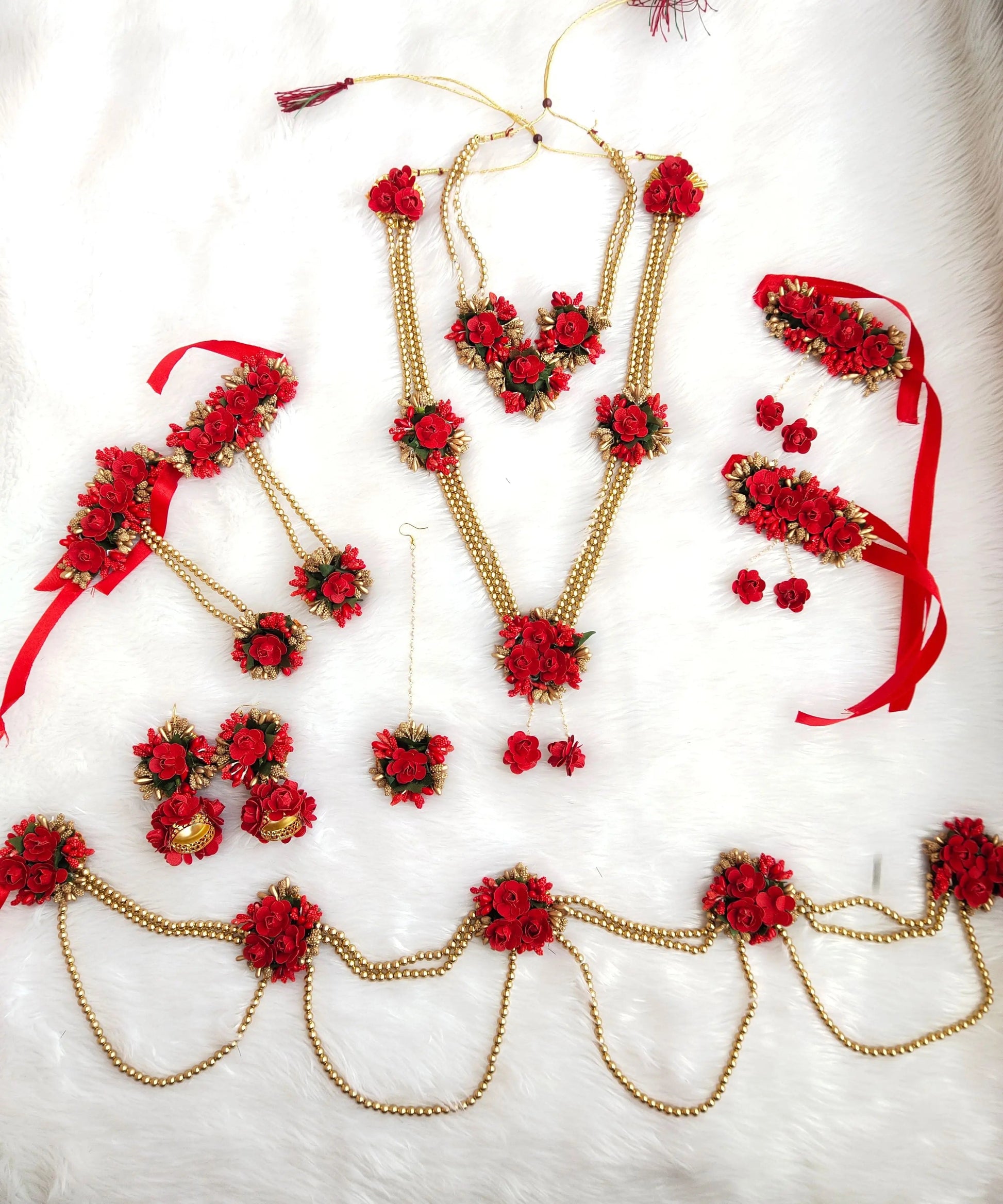 Red Blossom Baby Shower Jewelry Set: Elegant and Adorable Flower Accessories for Your Little One's Special Day!"