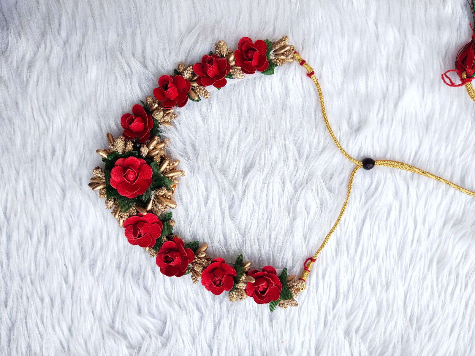 Red Flower Jewellery Set 🌸🌷 For Baby Shower and Dohale Jevan - Saubhagyavati.in