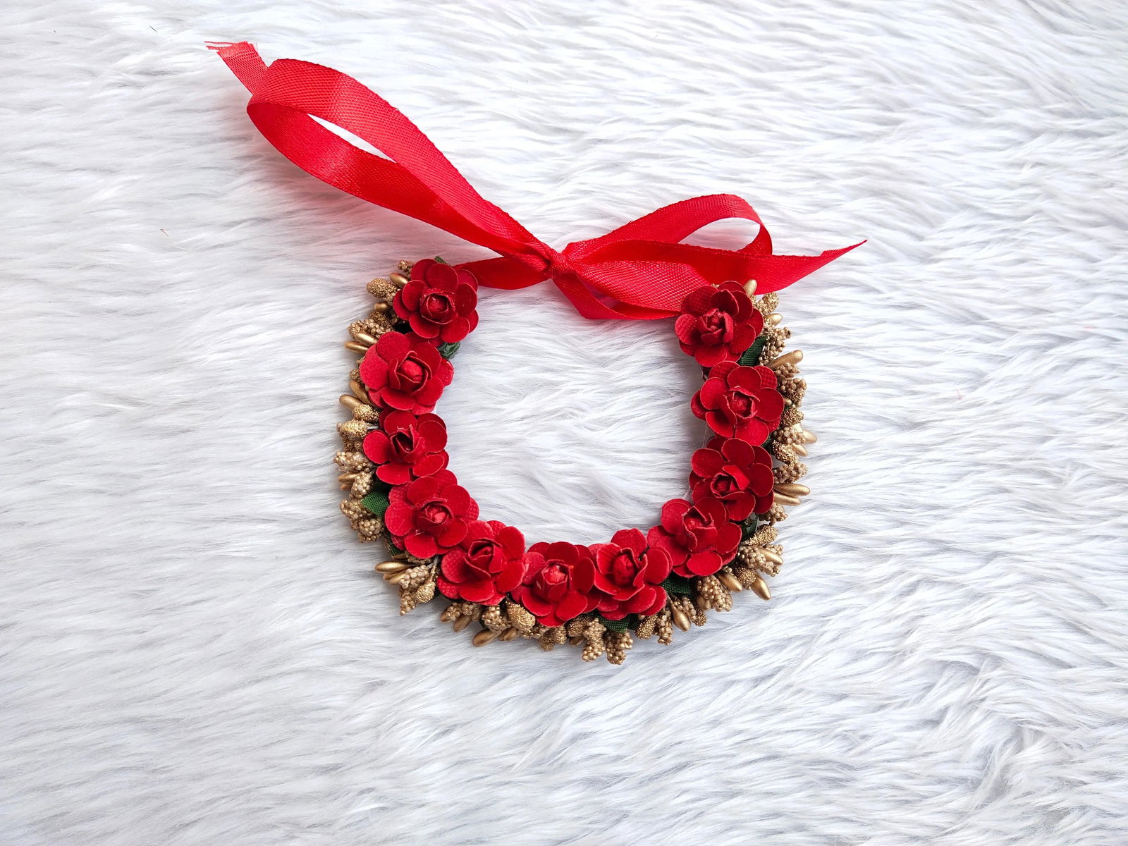 Red Flower Jewellery Set 🌸🌷 For Baby Shower and Dohale Jevan - Saubhagyavati.in