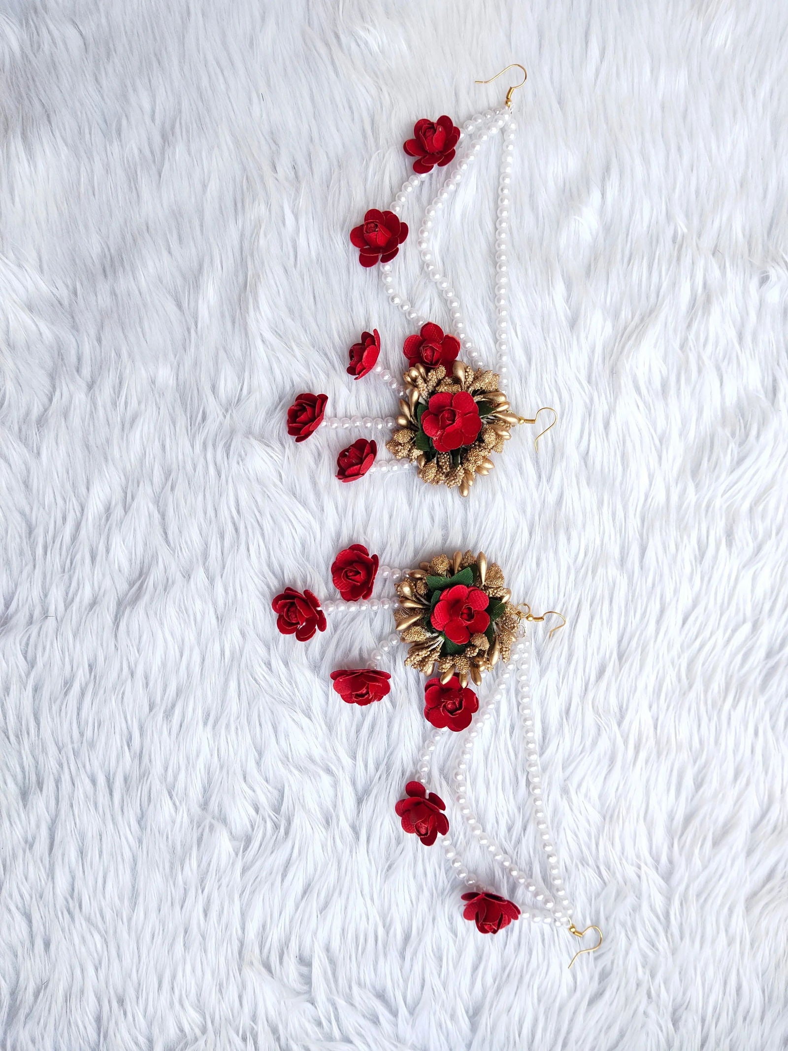 Red Flower Jewellery Set 🌸🌷 For Baby Shower and Dohale Jevan - Saubhagyavati.in