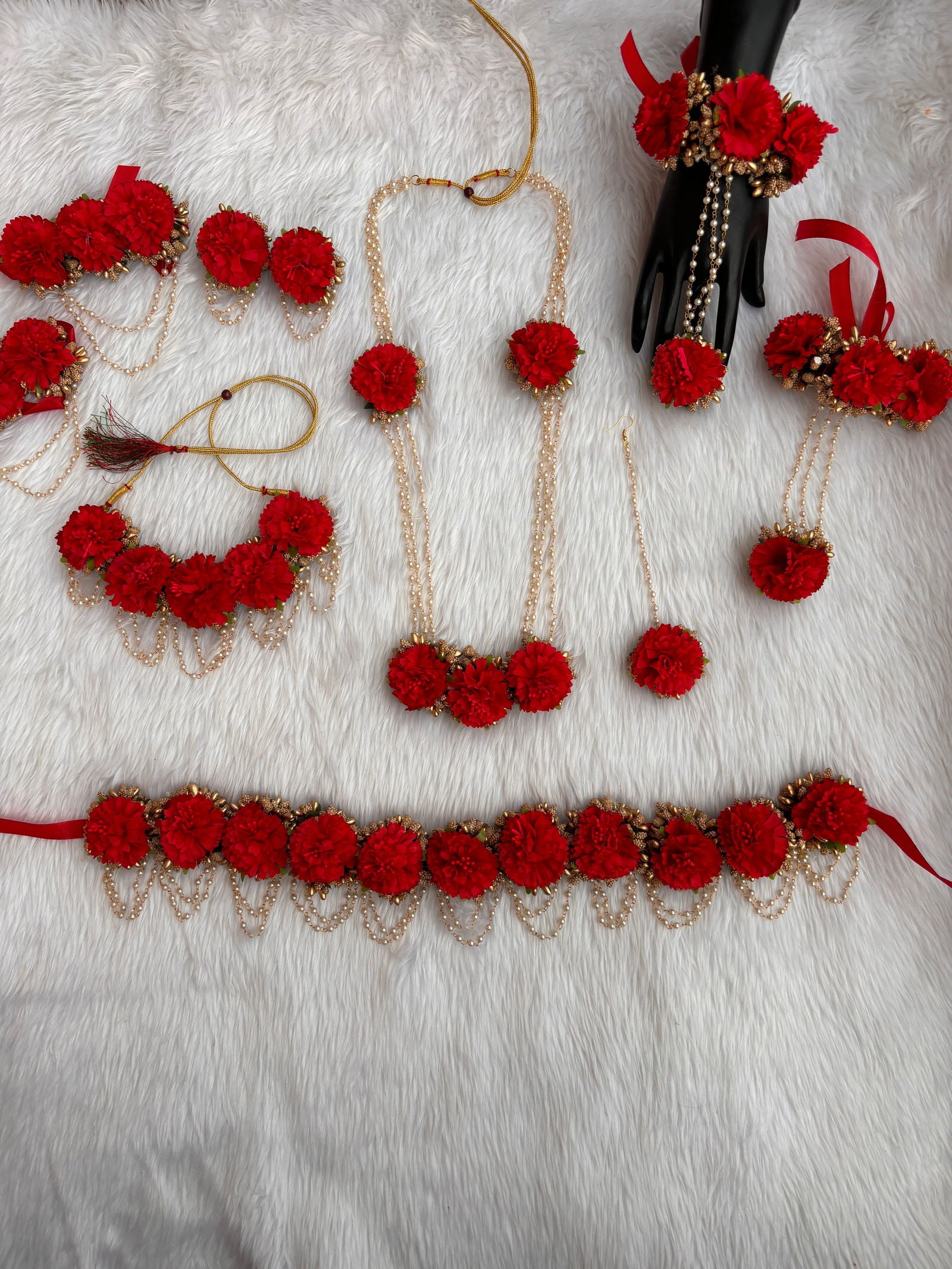 Red & Golden gorgeous baby shower jewellery - Saubhagyavati.in