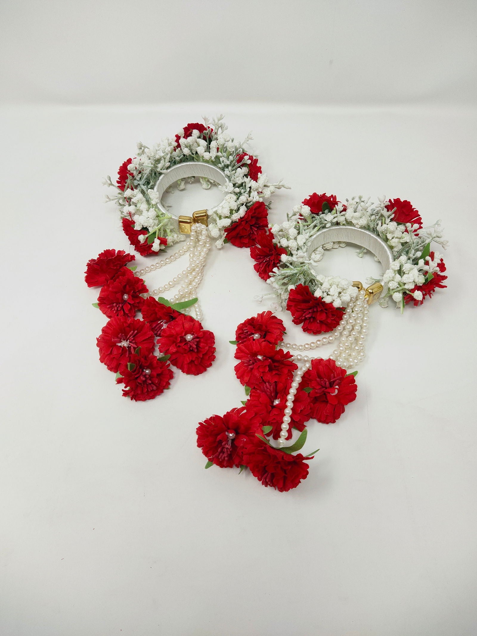 Red and white Floral Kalira for Indian Weddings and brides - Saubhagyavati.in