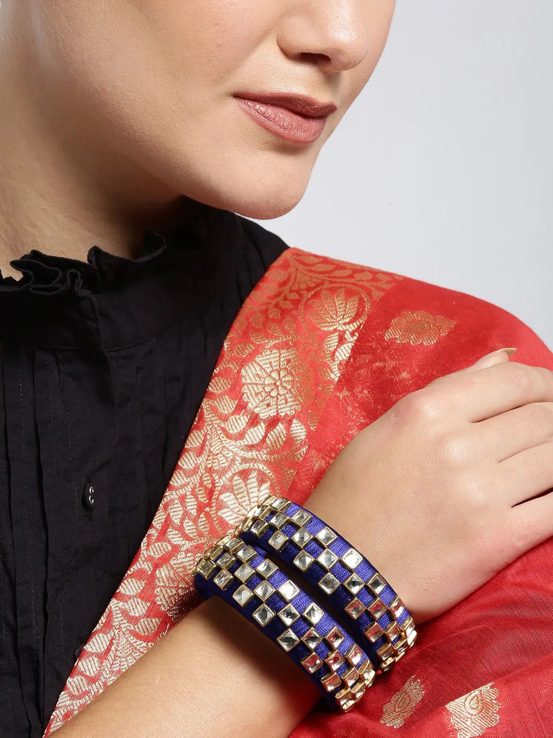 Navy blue online thread bangles