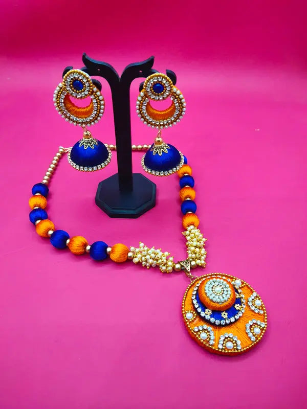 Silk Jewellery Set of Matching Bangles, Necklace and Earring - Saubhagyavati.in