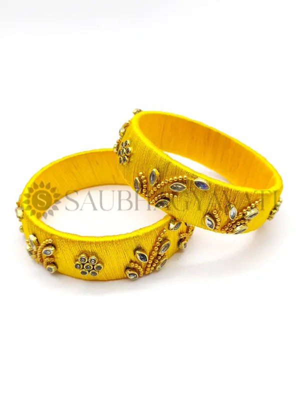 Yellow sales thread bangles